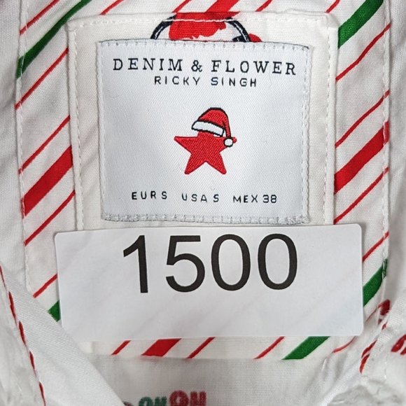 Denim & Flower* Men's Short Sleeve Button Down Curved Hem Shirt~ Size Small - Picture 3 of 14